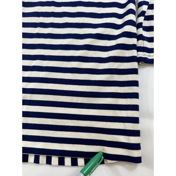 MADEWELL Stripe Turn Ponte Peplum Knit Top 3/4 Sleeve Navy/White -Size S - Picture 6 of 6